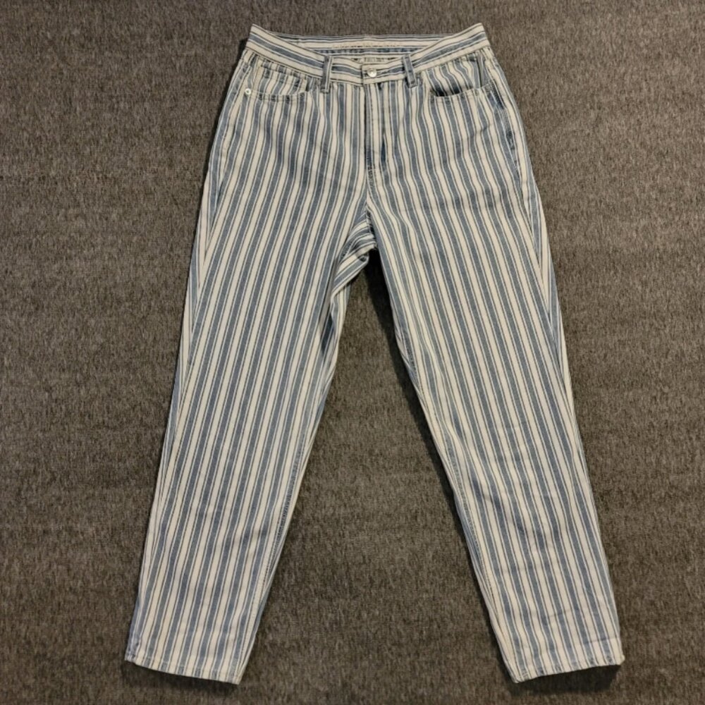 American Eagle Womens Jeans Size 8 Mom Jean blue stirpes High-Rise